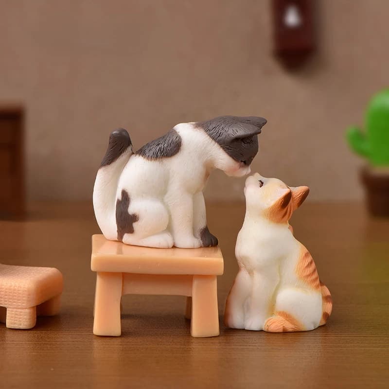 1pc Resin Cats Ornament Kitten Figurine Animal Miniature Fairy Garden Doll House Decoration DIY Micro Landscape Home Decor - 3