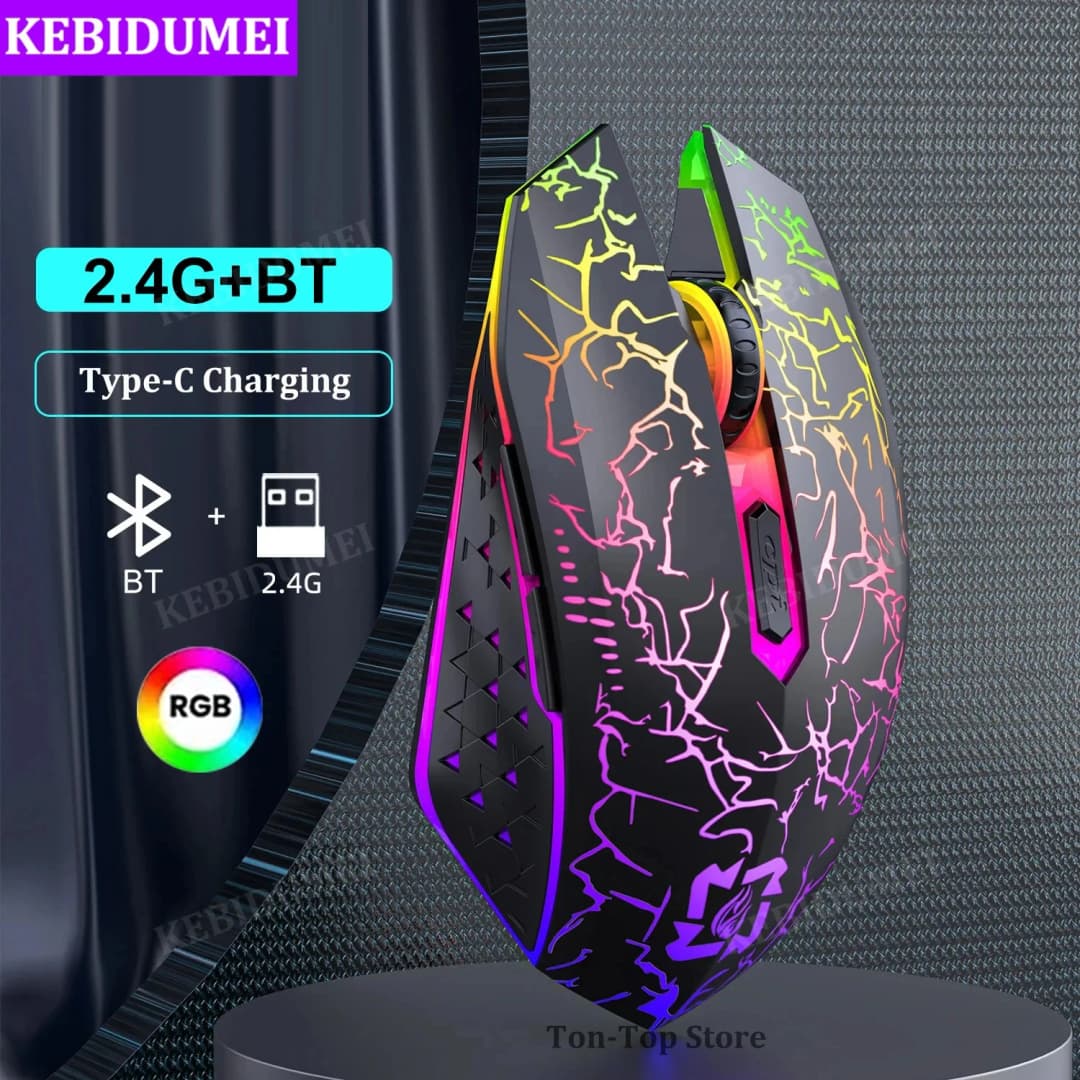 ماوس لاسلكي بلوتوث 5.2 ماوس ألعاب RGB ماوس صامت ماوس قابل لإعادة الشحن 800-1200-1600 DPI ماوس للكمبيوتر المحمول ماك بوك