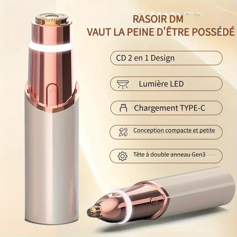 جهاز 2 في 1 لتشذيب الوجه والحاجبين، جهاز إزالة الشعر بشحن USB، ماكينة حلاقة نسائية على شكل أحمر شفاه، مناسب للوجه والشفتين والجسم - 2