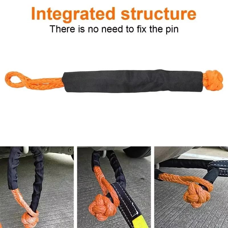 Synthetic Fiber Soft Shackle for Vehicle Recovery Off Road Towing Ropes Car Trailer Pull Rope with Protective Sleeve 38000 Lbs - 5