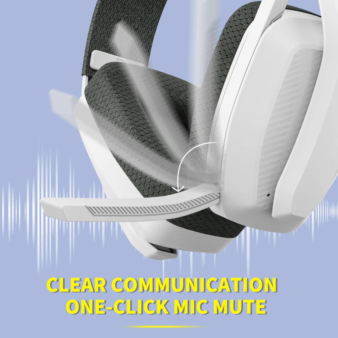 BINNUNE BW06، سماعات بلوتوث للألعاب مع ميكروفون لاسلكي، 2.4 جيجا هرتز، سماعات ألعاب مع ميكروفون لـ PS5، PS4، PC، Mac، Playstation - 6