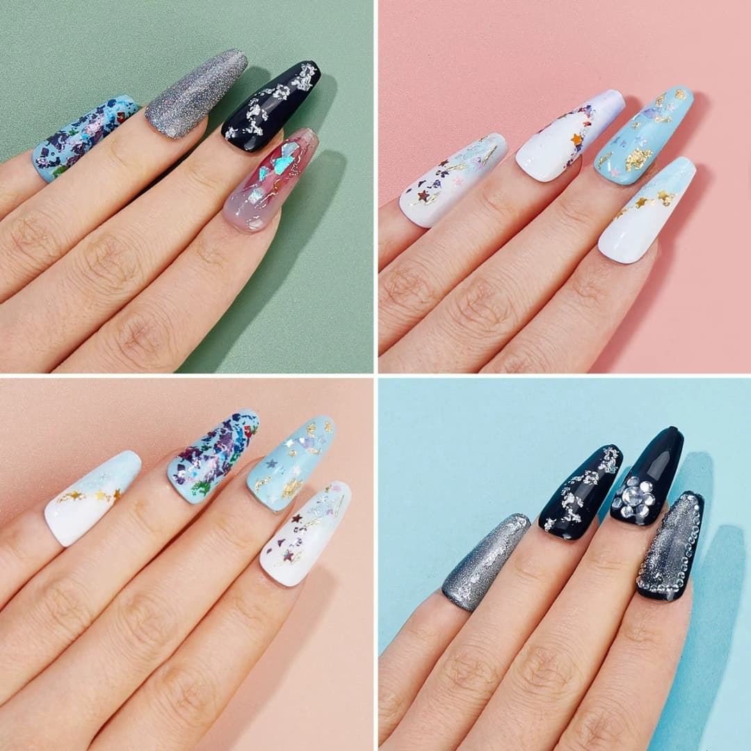 4 زجاجات/مجموعة الذهب احباط ورقة تقشر الحرفية ل الايبوكسي الراتنج قالب صنع المجوهرات الديكور الذهب احباط ورقة مسمار الفن بريق لوازم - 3