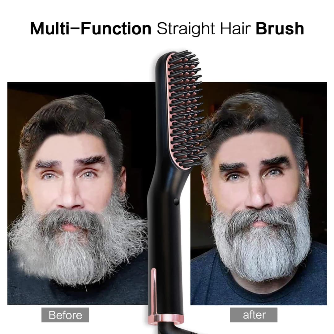 Men's Electric Beard Straightener Negative Ion Hair Straightening Brush Hair Straightener Wet & Dry Quick Styler - 3