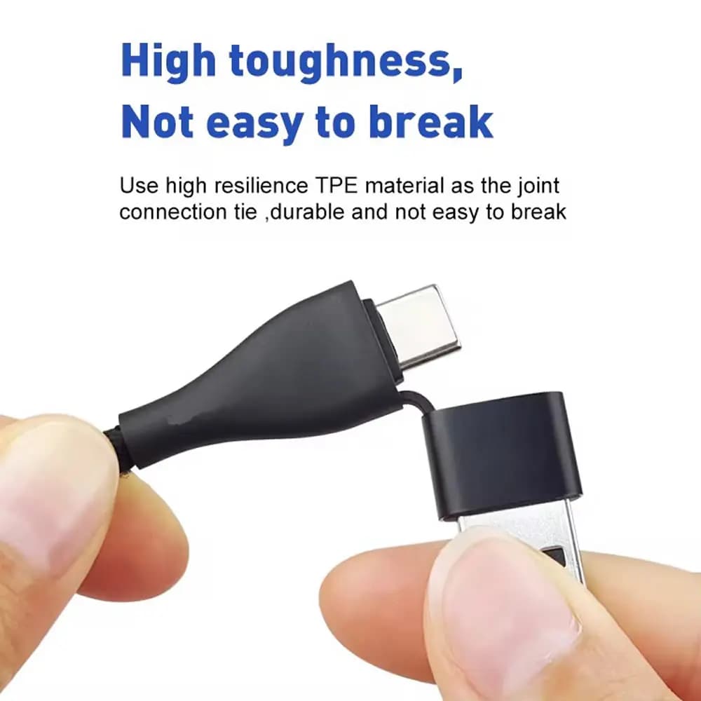 كابل بيانات متعدد USB C، 5 في 1، شحن سريع PD 60 واط، متوافق مع آيفون 16، 15، 14 ماكس، ماك بوك، سامسونج، Type C/Micro USB - 5