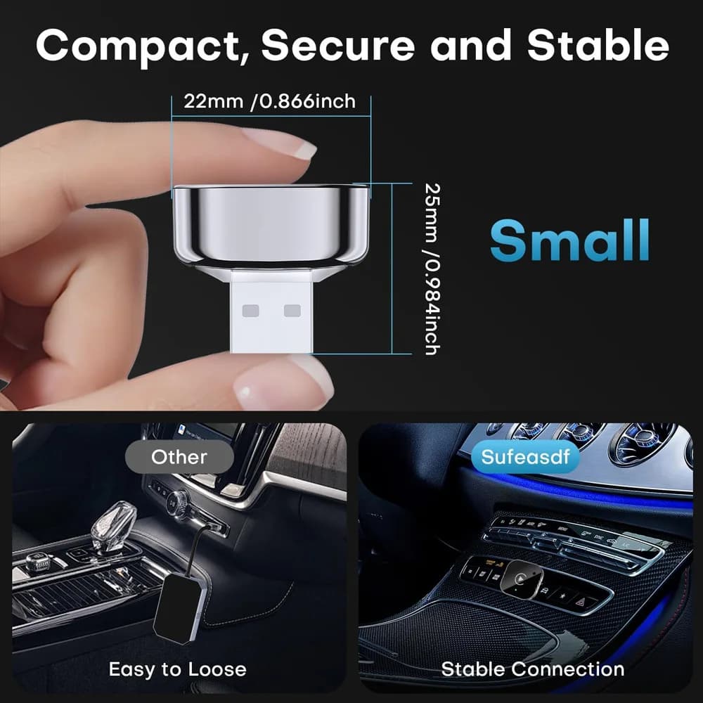 Smart Box Wireless CarPlay & Android Auto Adapter Plug & Play, USB/type-c 5GHz WiFi Low Latency, iOS 10+ Compatibility 99% car - 5