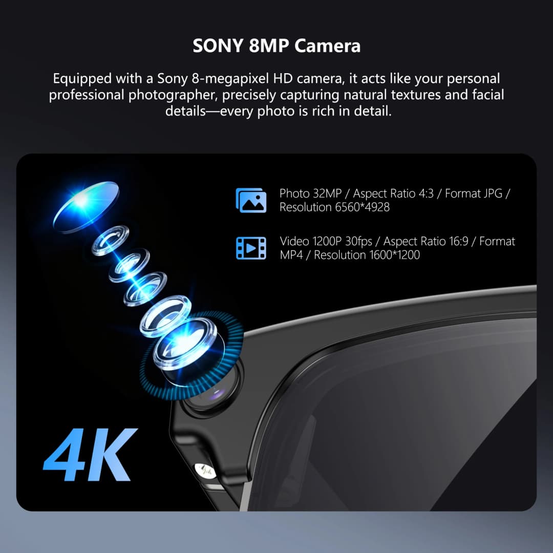 【World premiere】Blackview BV200 Shooting glasses AI Translation 800W Pixels 4K HD camera Bluetooth Call Voice Assistant  Glasses - 4
