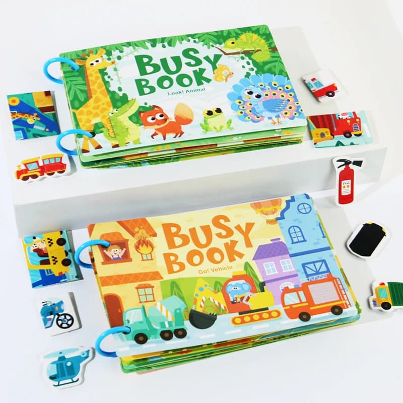 Busy Book for Kids, Animals Vehicles Dinosaurs Stickers, Matching Number & Letter Games, Interactive Learning Activity Book - 4