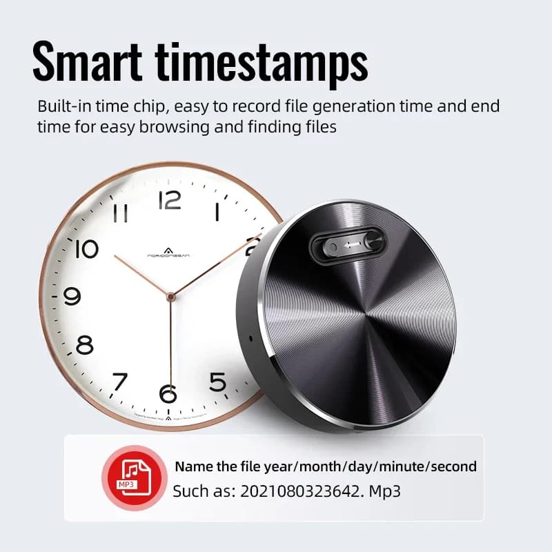 مسجل صوتي صغير يعمل بالتنشيط الصوتي مع مغناطيس مدمج، جهاز تسجيل صوتي رقمي، دكتافون STTWUNAKE - 2