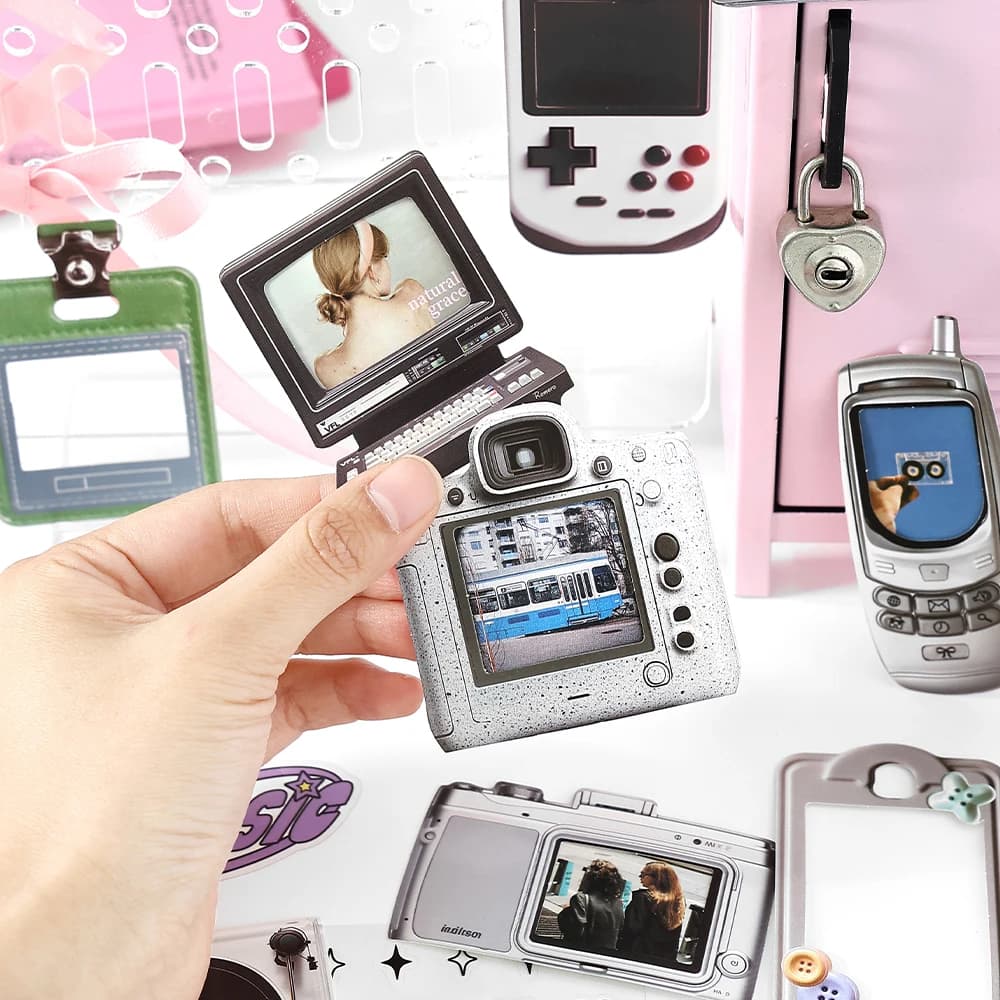 15 قطعة ملصقات الذاكرة الإلكترونية Kawaii Ins حزمة المواد DIY بها بنفسك مذكرات جراب هاتف اليدوية سجل القصاصات ملصقات القرطاسية الجمالية - 6