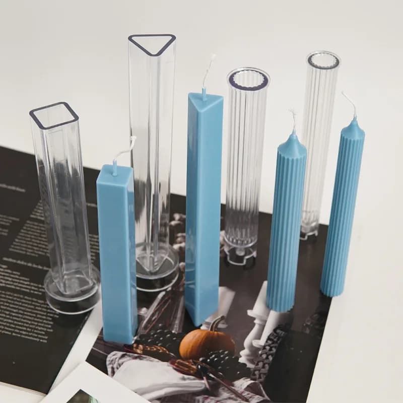 قوالب شموع عمودية مخططة، مثلثة، مستطيلة، بلاستيكية، مجموعة صنع الشموع DIY، قوالب للزينة المنزلية - 3