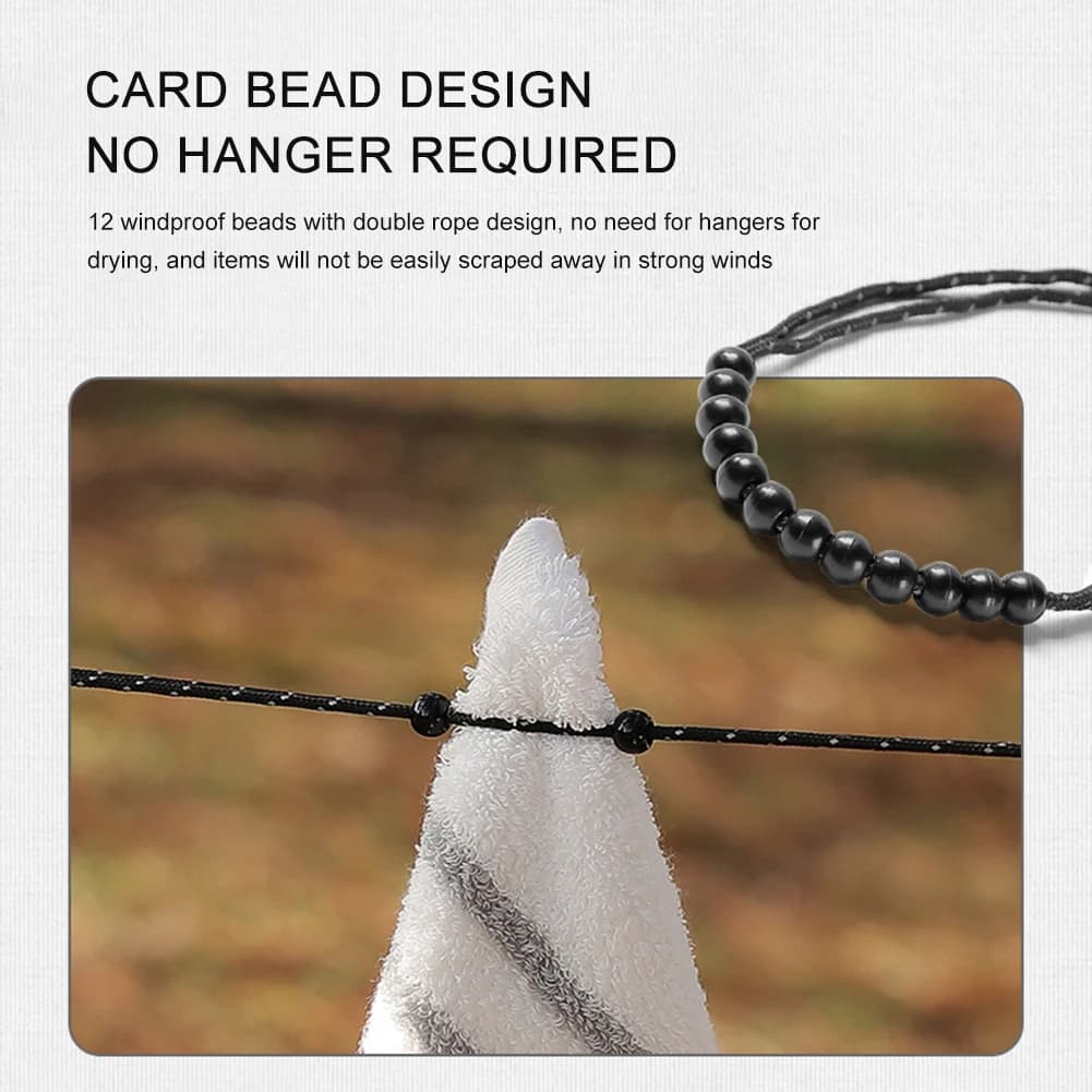 3 M Camping Stretch Clothesline With 12 Windproof Beads Travel Clothesline Elastic Laundry Clothes Line for Hotel Trip Cruise - 5