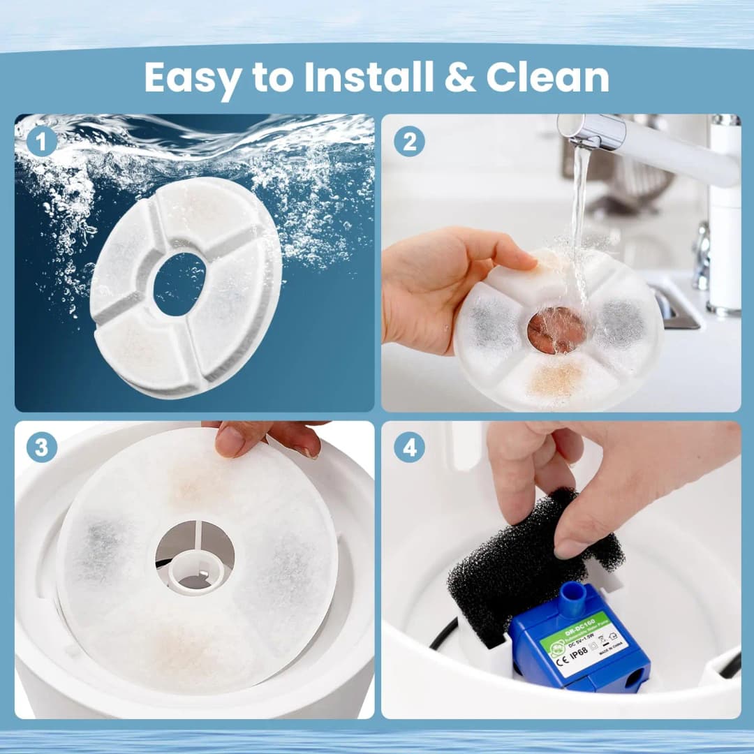 Replacement Activated Carbon Filter set 4/8/12pcs for Cat Water Drinking Fountain Replaced Filters Flower Pet Dog Round Fountain - 2