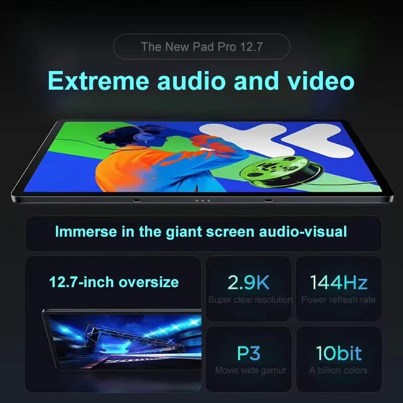 جهاز لوحي لينوفو XIAOXIN Pad Pro12.7 2025 للألعاب والدراسة والمكتب مع اتصال فائق، معالج Dimensity 8300، شاشة 2.9K بمعدل تحديث 144Hz، رمادي - 3