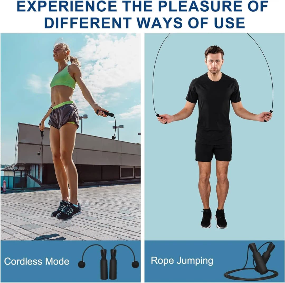 حبل قفز لاسلكي مع كرات ثقيلة لتدريب اللياقة البدنية وكمال الأجسام، معدات الصالة الرياضية المنزلية - 4