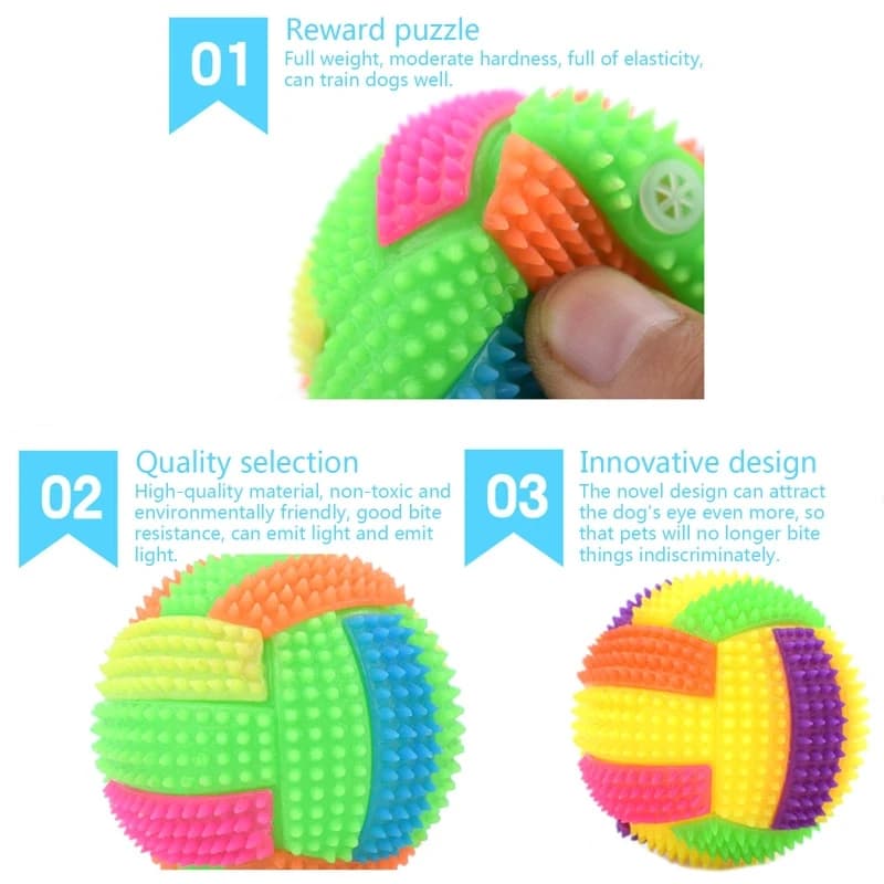 Dog Chew Toys for Small to Large Breed Dogs Squeak Glowing Balls Non-Toxic Rubber for Puppy Clean Teeth Relieve Boredom - 5