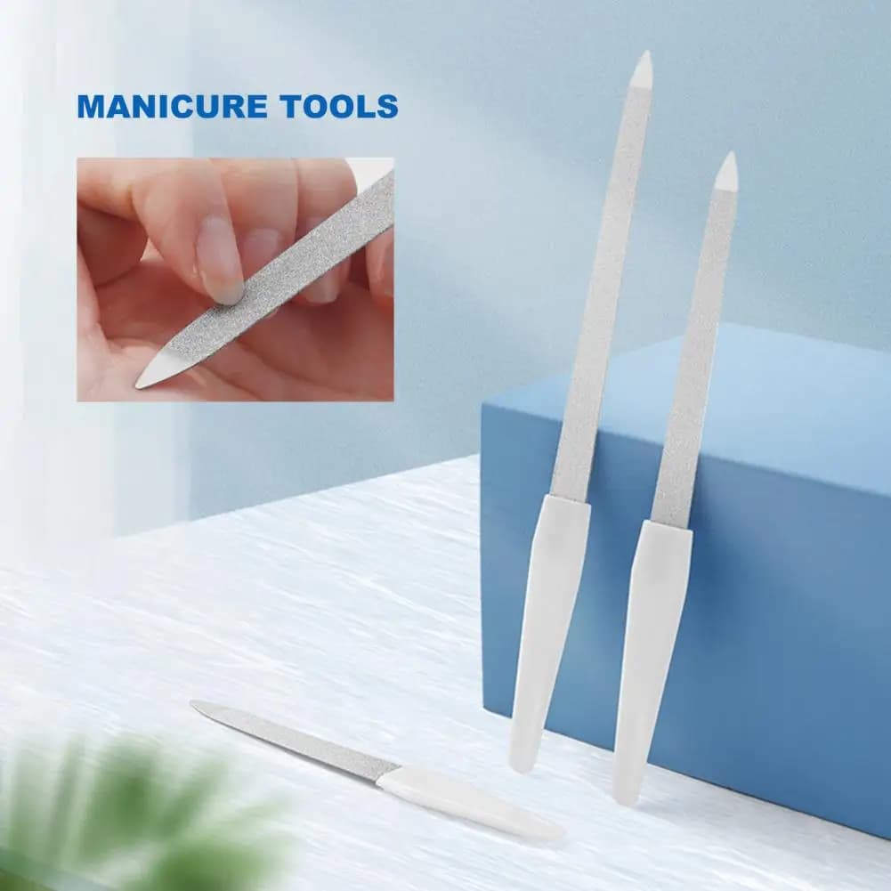 Durable Manicure File Lightweight Dual Use Stainless Steel Beauty Nail File Nail Care Tool Cuticle Pusher Nails Art Tools - 5