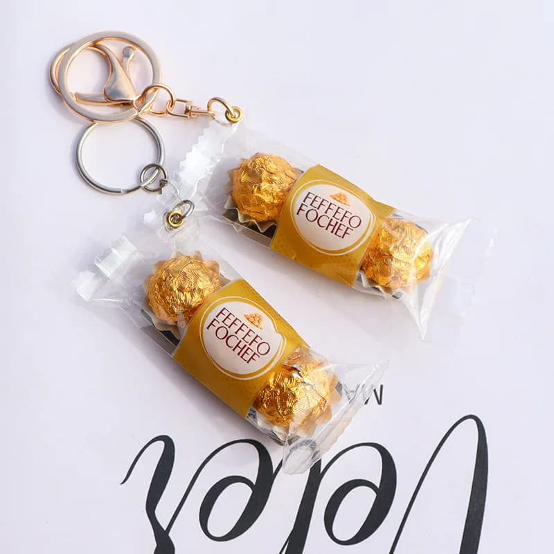 محاكاة الرمال الذهبية الشوكولاته مفتاح سلسلة الغذاء اللعب 3 قطع من الشوكولاته فيرو ساندويتش الشوكولاته متعة معلقة - 4