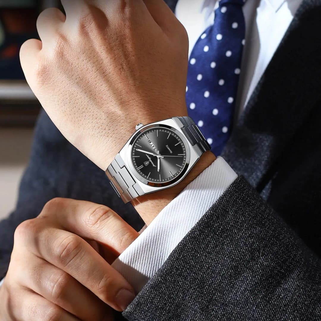 ساعة يد كوارتز فاخرة من POEDAGAR مقاومة للماء مضيئة بتاريخ وأيام الأسبوع ساعة ستانلس ستيل للأعمال والموضة للرجال - 6