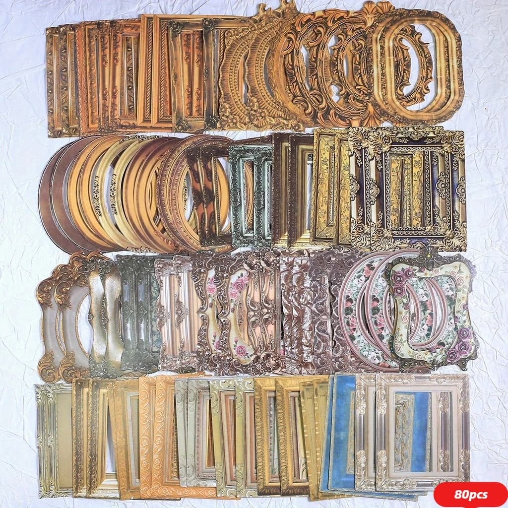 جورنام، 80 ملصق ورقي بإطار عتيق، لصنع المجلات والكولاج، لوازم سكرابوكينغ