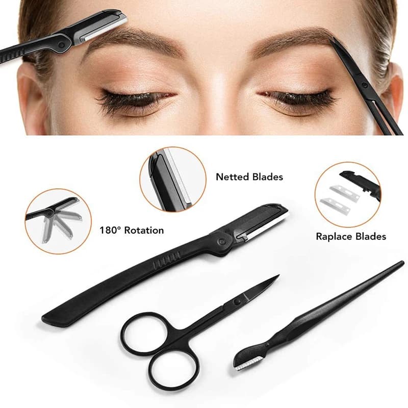 3-11PCS Eyebrow Trimmer Set Scissors Tweezers Eyebrow Razor Scraping Eyebrow Comb Razor Eyebrow Clip Makeup Tools Sets - 6