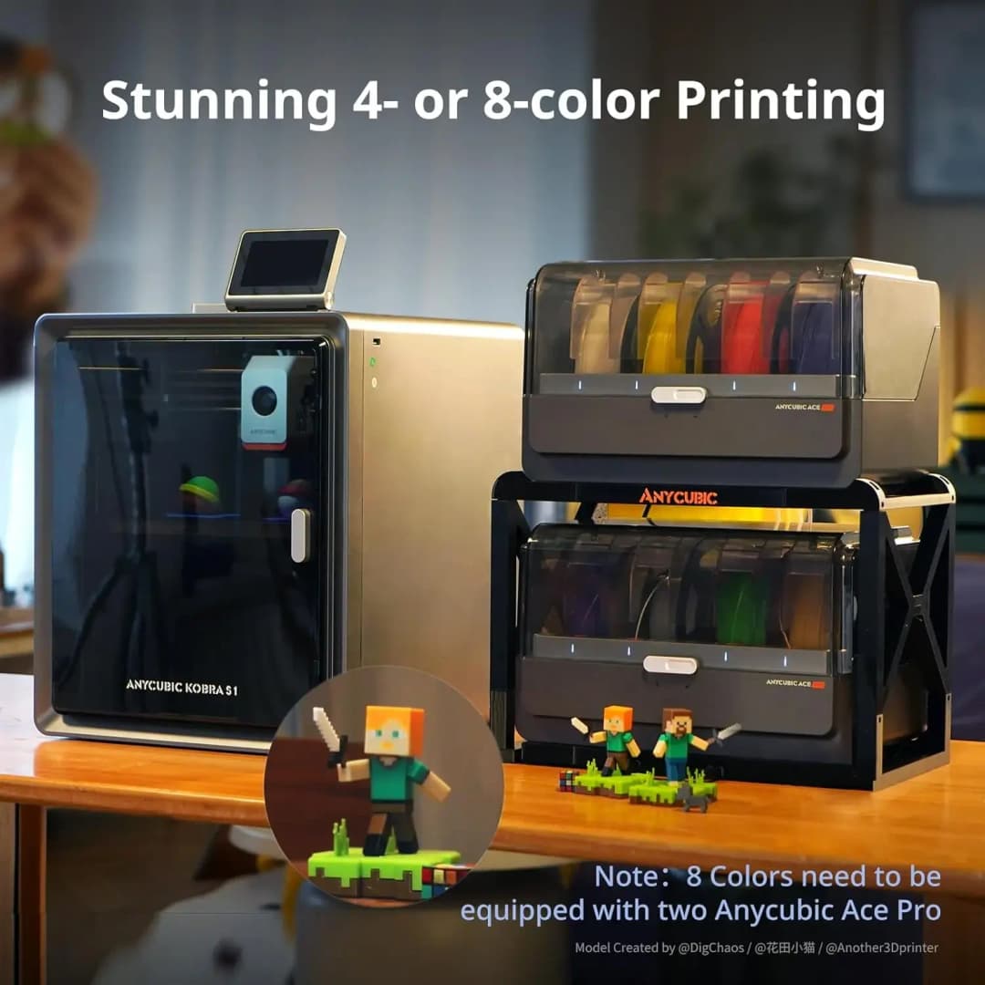 Anycubic Kobra S1 Combo Multi-Color 3D Printer High Speed Max 600mm/s High Precision Rapid Printing 250x250x250mm - 6