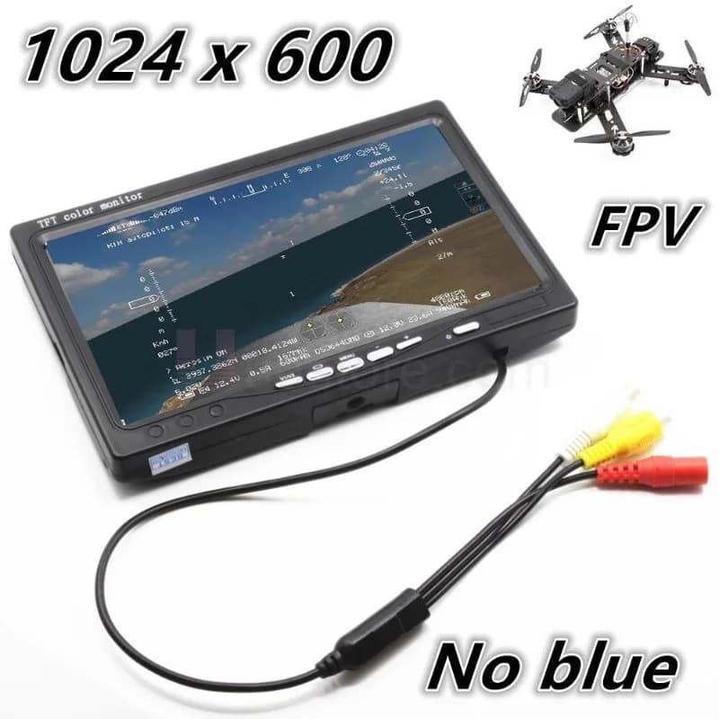 شاشة فيديو FPV FPVKING NO blue 7 بوصة LCD ملونة 1024*600 شاشة فيديو 7 بوصة لسيارات RC متعددة المراوح DJI Phantom ZMR250 QAV250 طائرة سباق