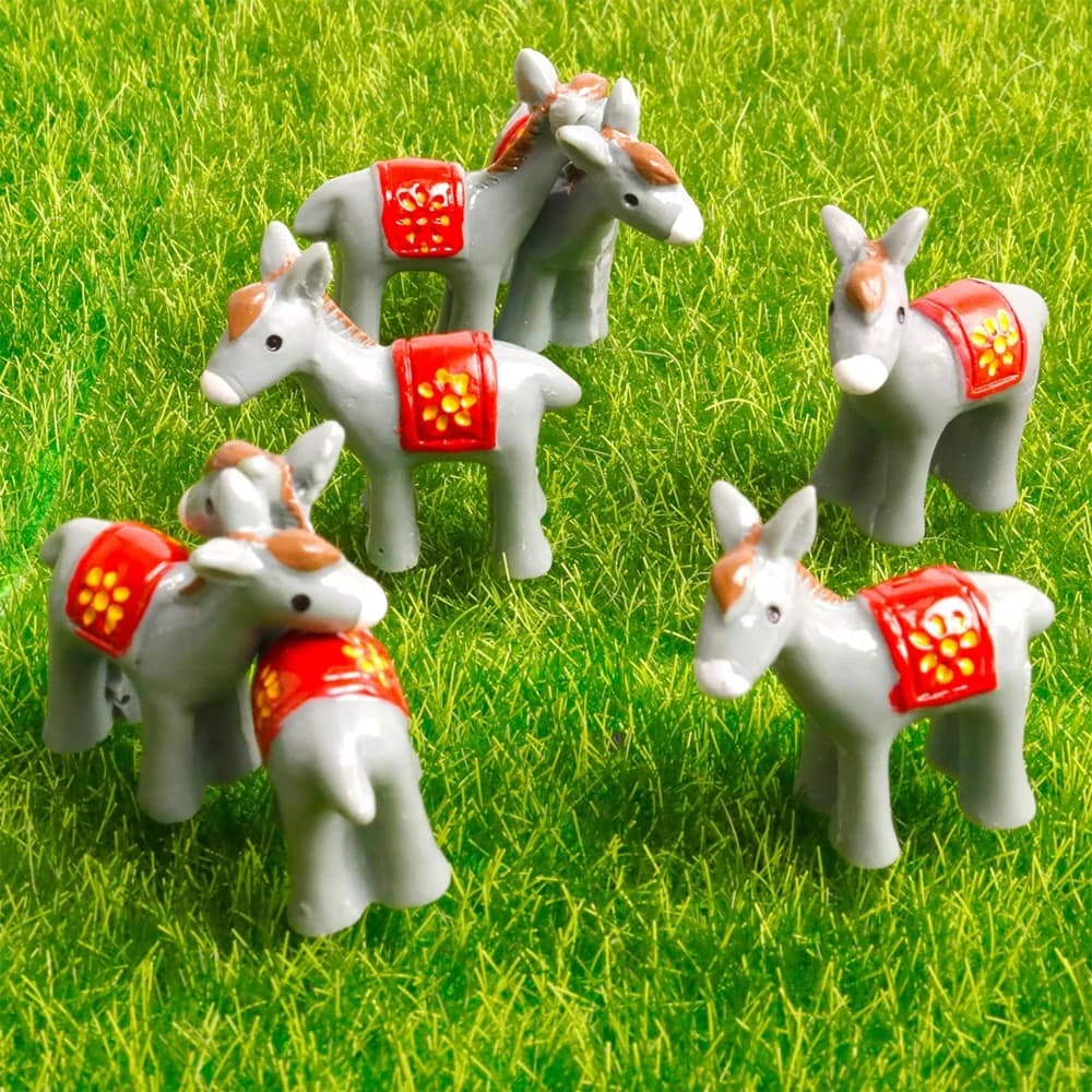 5Pcs Resin Mini Donkey Miniatures, Animal Figurines Fairy Garden Ornament, Micro Landscape DIY Craft Decoration - 5