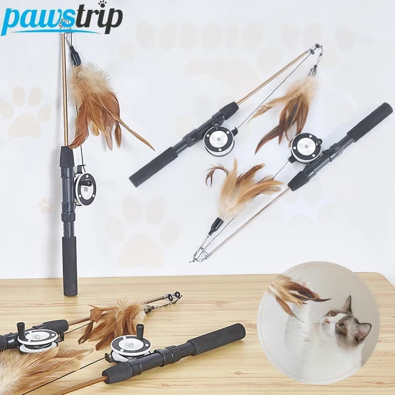 لعبة عصا قطط تلسكوبية، لعبة تيزر للقطط، لعبة ريش تفاعلية مضحكة، ألعاب تخفيف الملل للحيوانات الأليفة