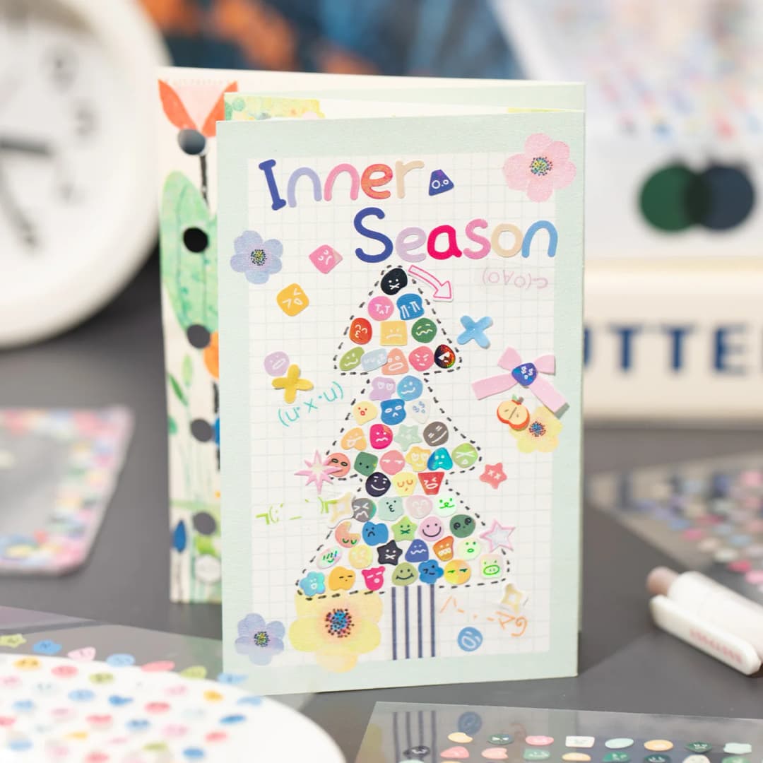 8 أوراق/4 عبوات من ملصقات Emoji الصغيرة اللطيفة، ملصقات أظافر لسكرابوكينغ DIY، زخرفة مادة مجمعة لإطار الصورة - 5