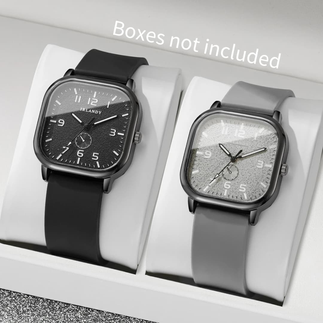 1/2/3PCS Fashion Square Women Watches Casual Silicone Strap Quartz Watches Sports Wristwatch For Men Women Students（Without Box） - 2