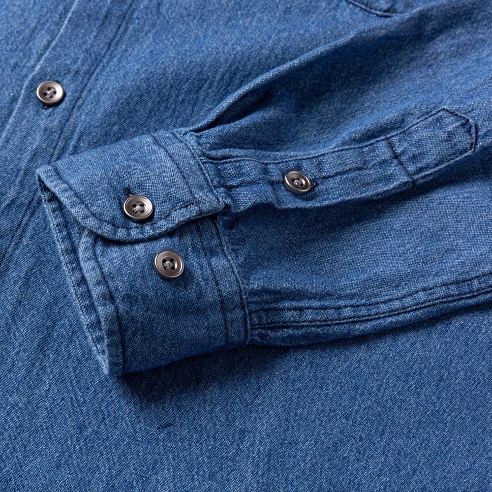 Man 100% Cotton Western Denim Pocket Shirt Long Sleeve Standard-fit Comfort Durability Soft Casual Washed Durability Work Shirts - 6