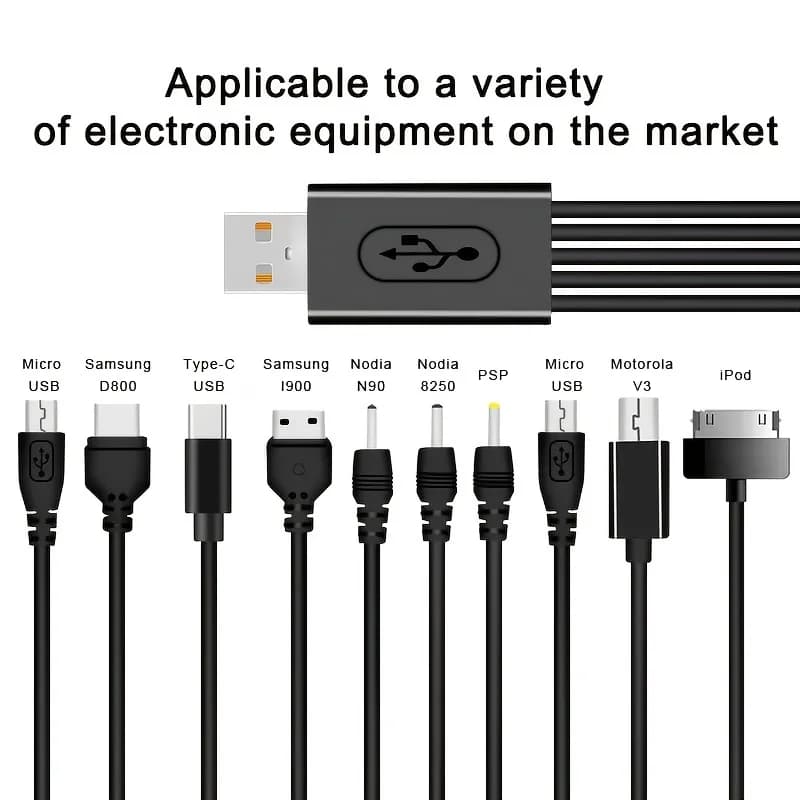 Universal USB To Multi Plug Cell Phone Charger Cable 10 to 1 USB Cable For Samsung Xiaomi Huawei Google OPPO Vivo Charger Cable - 2
