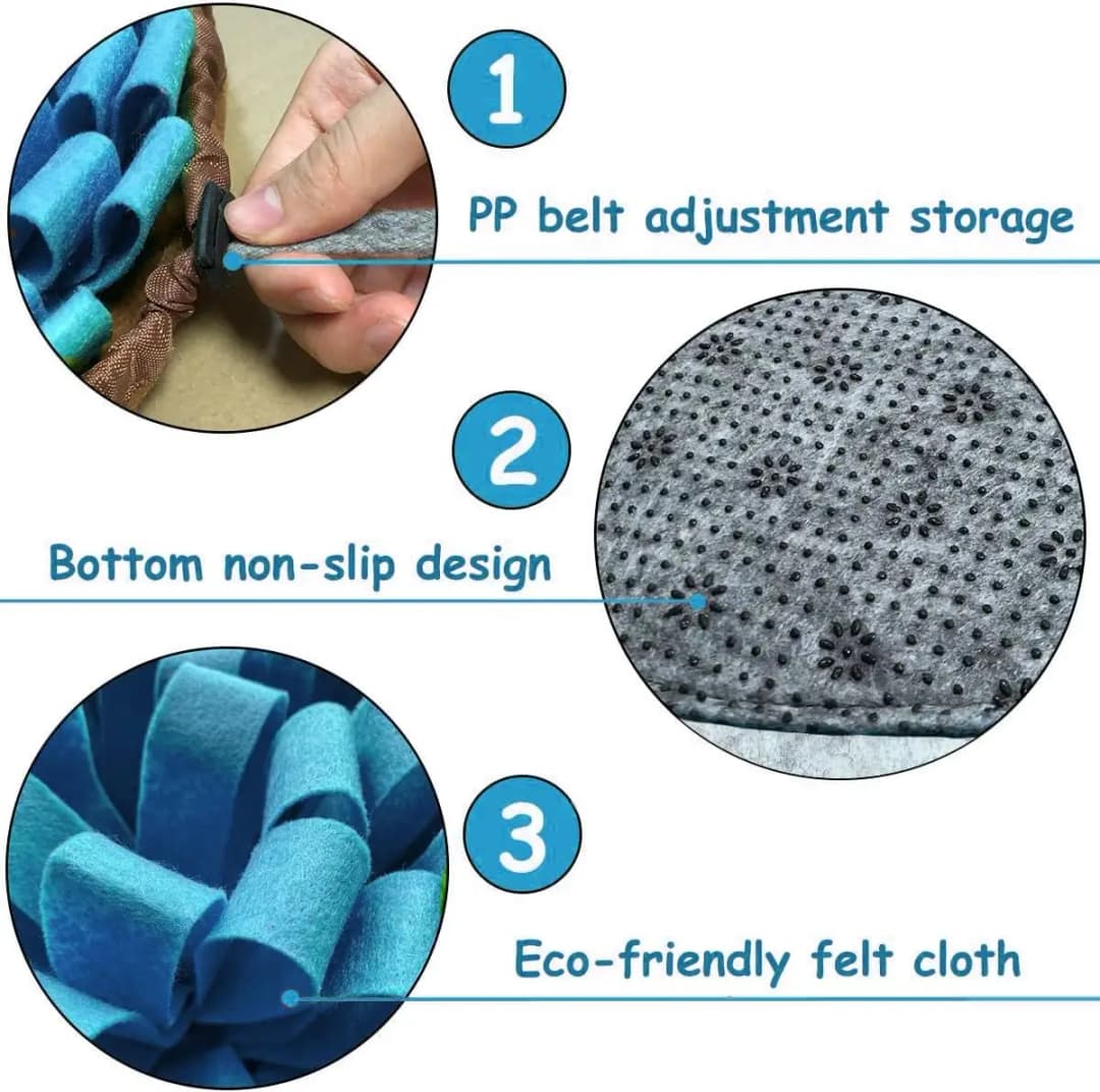Dog Snuffle-Mat Slow-Feeder-Bowl - Simulating Grassland for Boredom, Encourages Natural Foraging Skills for Pet - 5