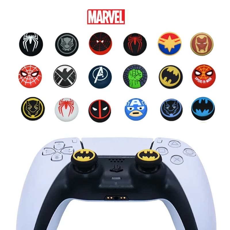 2 قطعة غطاء قبضة عصا الإبهام من السيليكون من مارفل لبلاي ستيشن 5 وPS5 وPS4 وإكس بوكس XController اكسسوارات غطاء حماية عصا التحكم