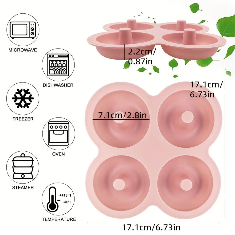 ​ 1 قطعة قالب دونات السيليكون 4 تجويف غير عصا قابلة لإعادة الاستخدام للمقلاة الهوائية والفرن الخبز دونات عموم اكسسوارات أدوات الكعكة - 4