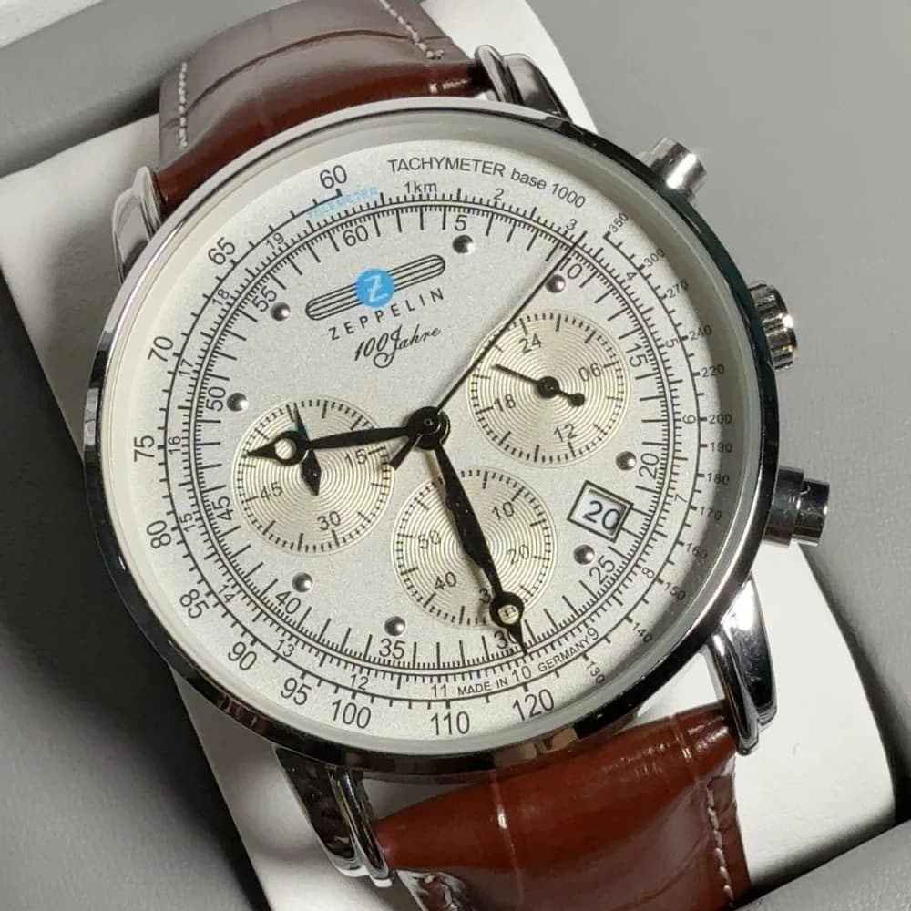 ساعة رجالية كلاسيكية للأعمال والترفيه، بثلاث عيون وثواني متحركة، متعددة الوظائف، كرونوغراف زيبيلين أوتوماتيكية مع تاريخ وحركة كوارتز - 3