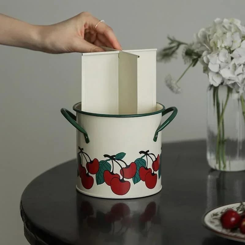 دلو تخزين أدوات مائدة عتيق ، رف تجفيف مع مقسم ، سكين مطبخ وصندوق تخزين شوكة ، ديكور منزلي ، أدوات مطبخ - 6