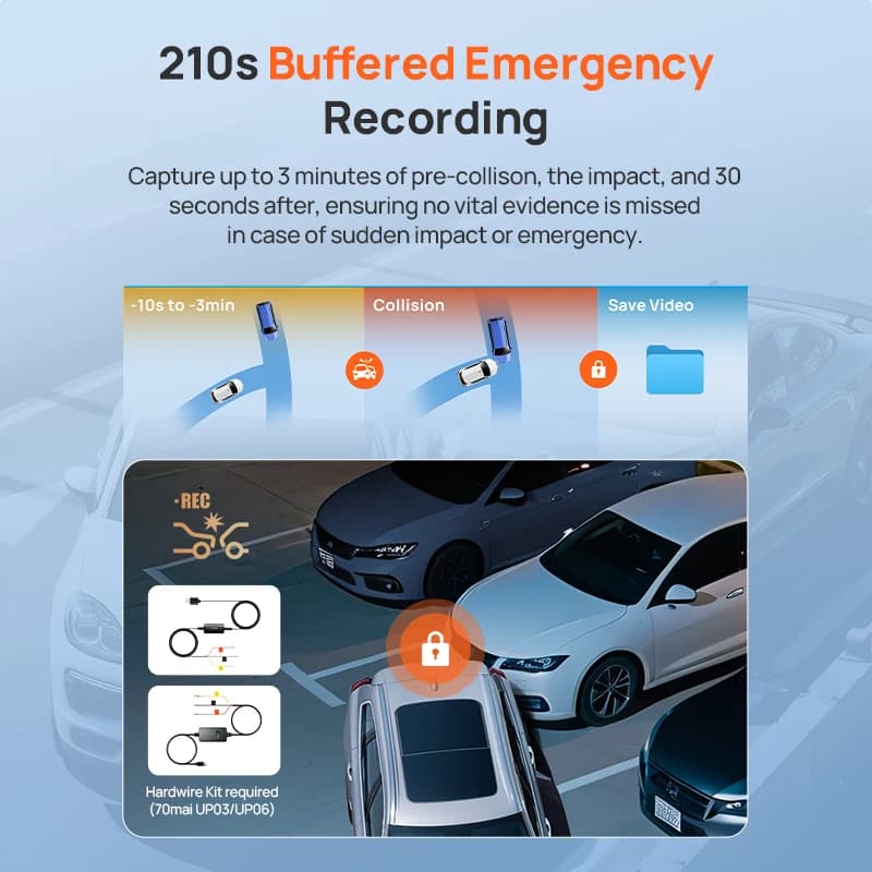 70mai 4K T800E 3-in-1 Dash Cam Front Rear Interior f/1.55 Night Vision Supercapacitor GPS Voice Control Car DVR 70mai T800E - 6