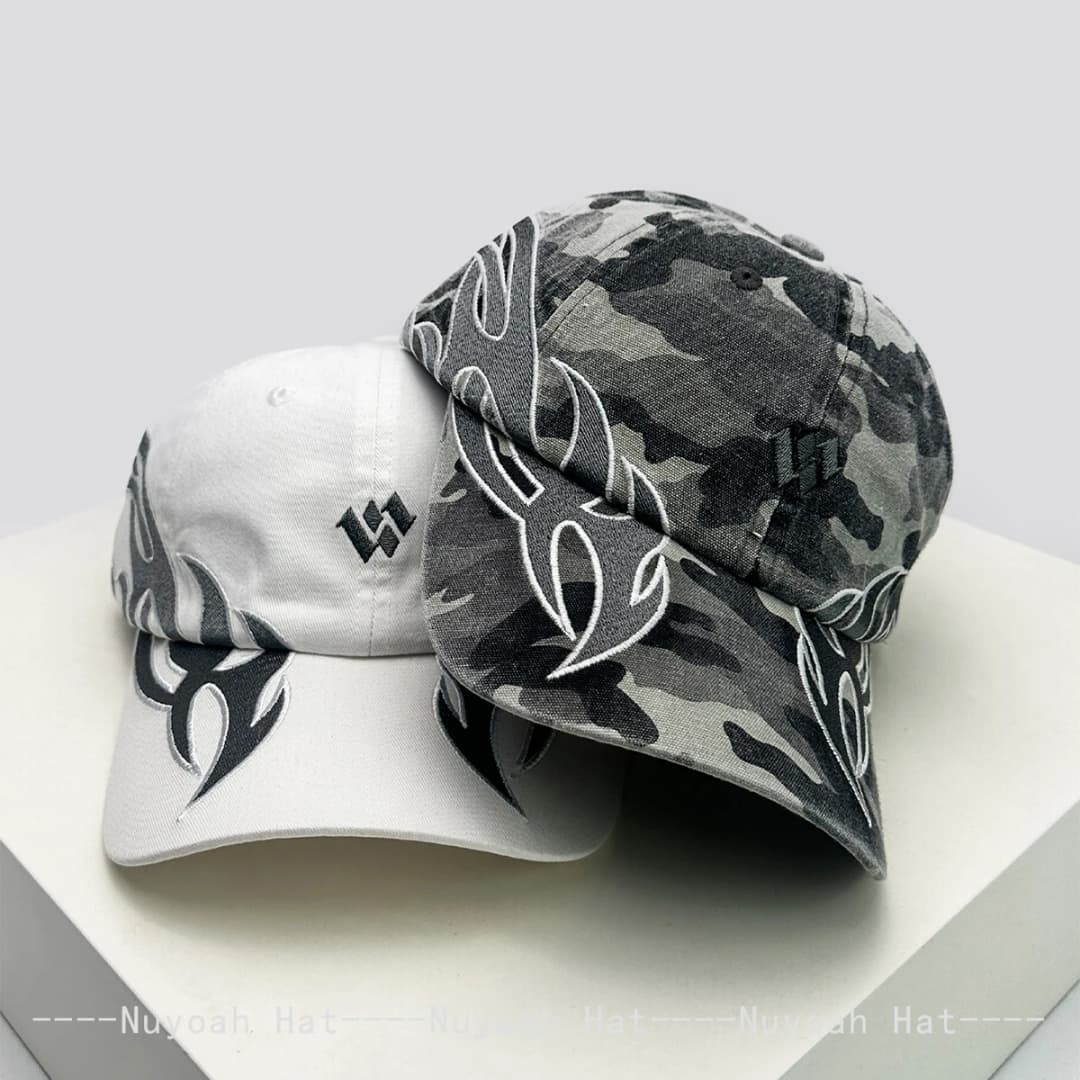 New Unisex Hip Hop Letter Flame Flag Baseball Hats Sunshade Personal Versatile Color Block Peaked Caps Niche Fashion Retro ins - 2