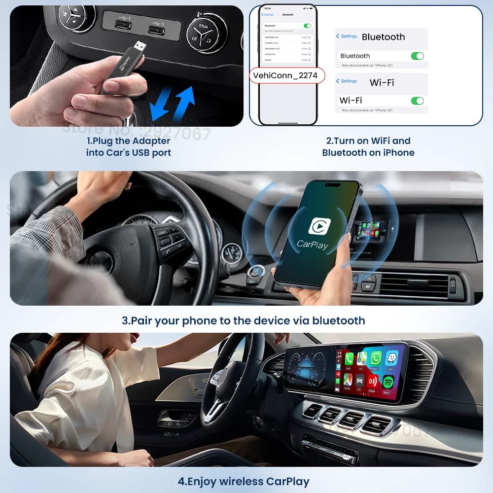 CarlinKit MINI 5.0 Pro Wireless CarPlay Adapter Plug & Play Smart CarPlay Box USB Dongle for OEM Car WiFi Bluetooth Auto Connect - 3