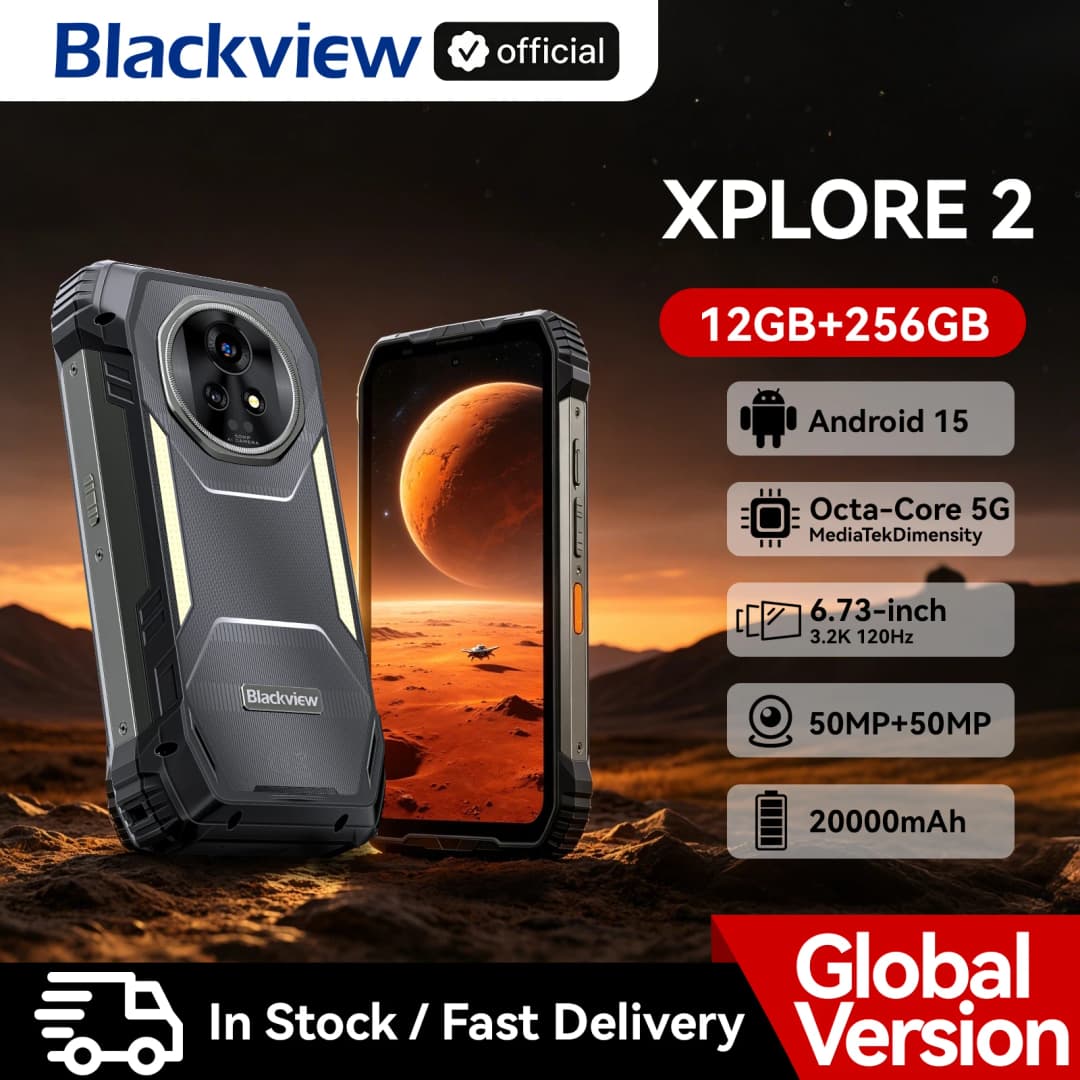 هاتف ذكي متين Blackview XPLORE 2 5G، شاشة 6.73 بوصة AMOLED، بطارية 20000mAh شحن سريع 120W، كاميرا 50MP، هاتف محمول خارجي