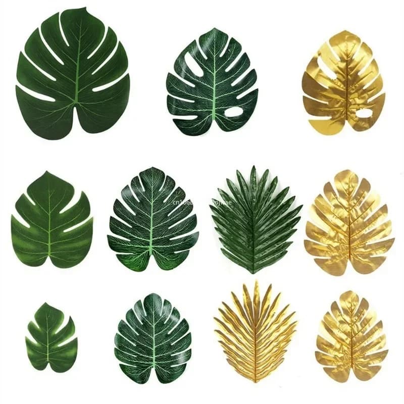 Artificial Tropical Palm Leaves Safari Jungle Decorations Hawaiian Luau Party Leaf Home Table Decor Wedding Birthday Supplies - 3