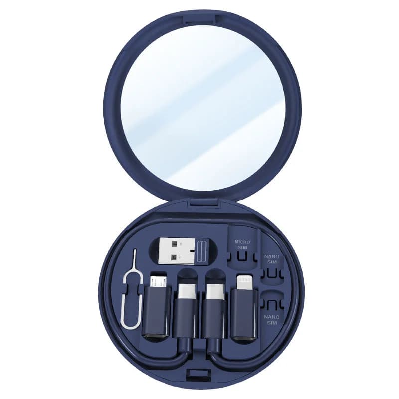 كابل بيانات شحن سريع متعدد 4 في 1 بقدرة 60 وات من النوع C USB-C مايكرو USB سلك شاحن البرق مع صندوق تخزين وحامل هاتف - 6