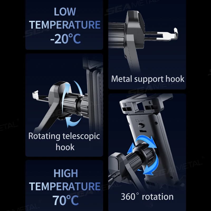 SEAMETAL Car Air Vent Tablet Holder Universal Air Outlet Phone Mount 360 Rotation Stable Phone Holder Universal for 4.7-12.9 in - 2