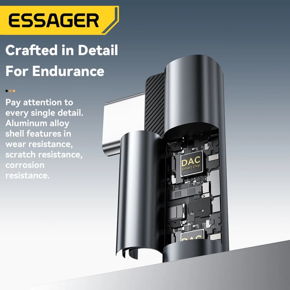 Essager L-shape Type-C to 3.5mm Jack Audio Adapter for iPhone 16 15 Samsung Lightning to 3.5mm Headphone Adapter for iPhone 14 1 - 5