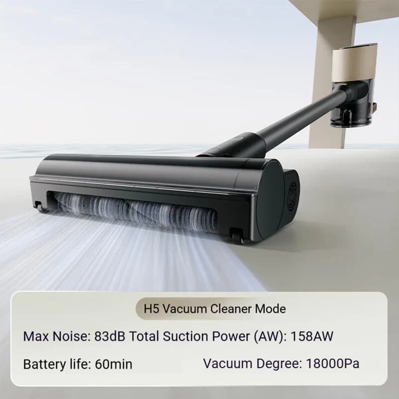 مكنسة روبوروك اللاسلكية H5 بقوة شفط 250AW و90 دقيقة تشغيل وشاشة LED لتنظيف شعر الحيوانات الأليفة والأرضيات الصلبة والسجاد - 2