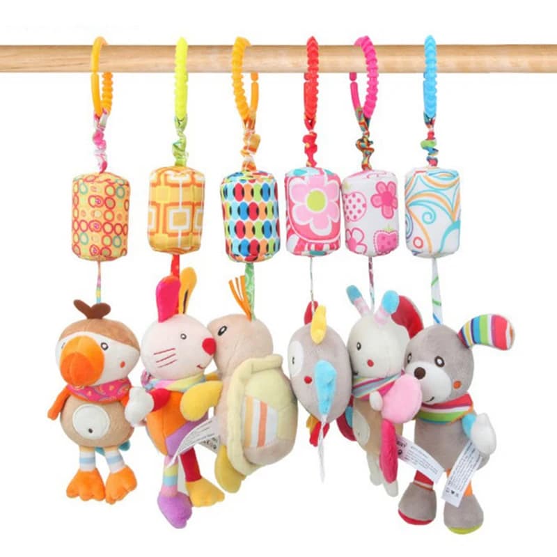 Baby Sensory Hanging Rattles Soft Learning Toy Plush Animals Stroller Infant Car Bed Crib with Teether for Bebe Babies Toddlers - 4