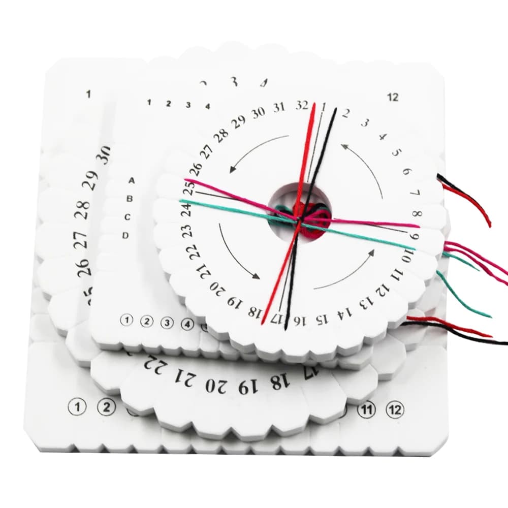 4 قطعة قرص تجديل مربع مستدير Kumihimo الديكور الحبل القرص تجديل لوحة مضفر سوار ذاتي الصنع تلوح في الأفق النسيج المجلس