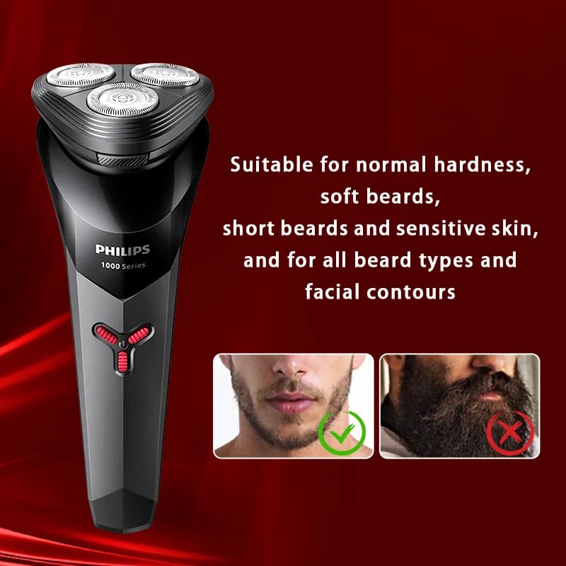 PHILIPS S1113 Electric Shaver USB Charge Stainless Steel PowerCut Blade Razor Triple Floating Head Men Fast Shave Beard Trimmer - 6