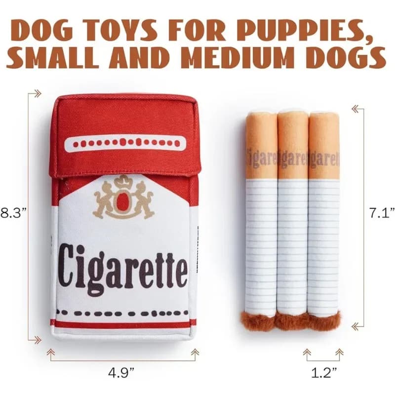 Creative Cigarette Interactive Fun Plush Chewable Cigarette Case Good Gift Grinding Teeth Squeak Dog Accessories For Dogs Toys